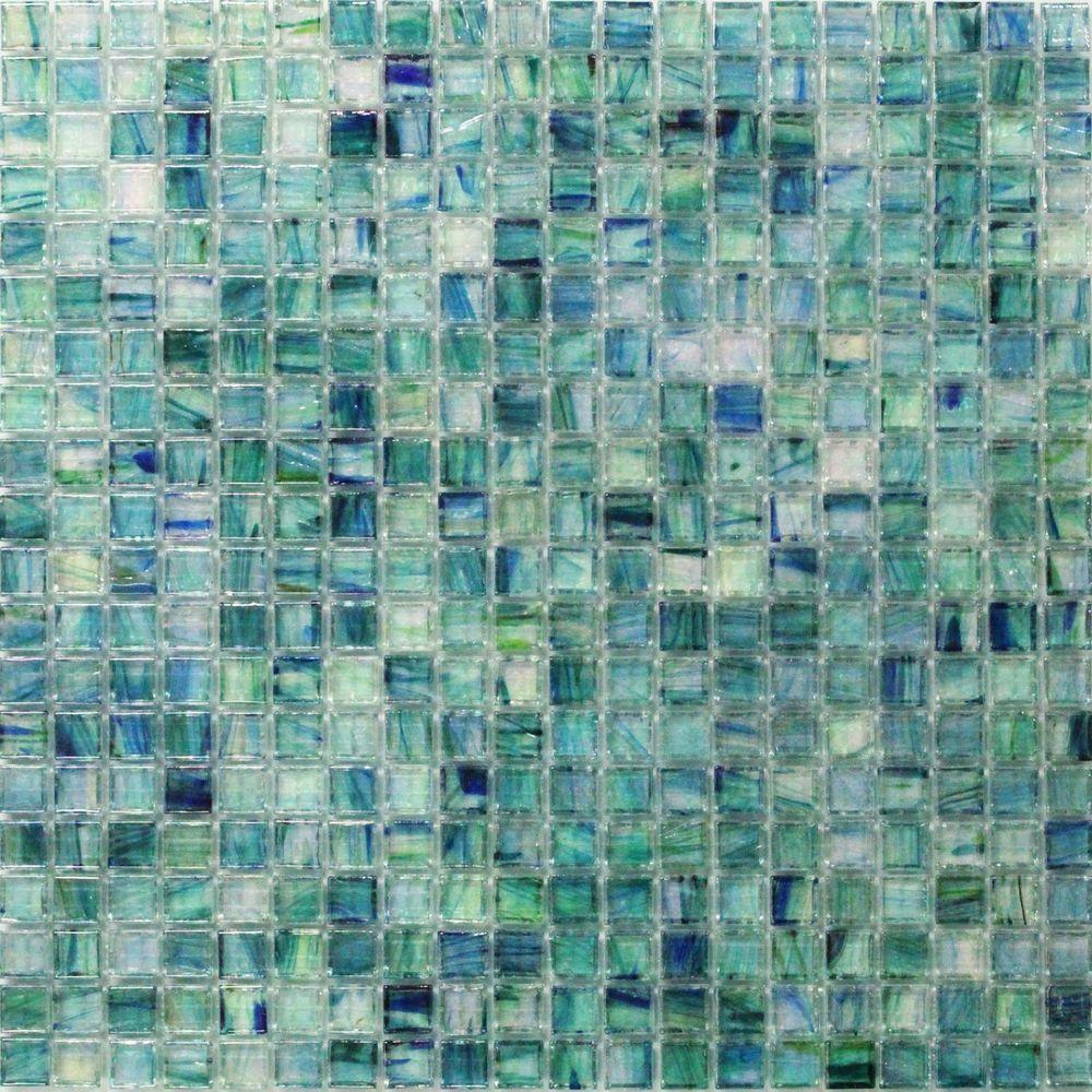 Turquoise Aqua Mosaic Tile The Home Depot Breeze Caribbean Ocean 12 3 4 In X