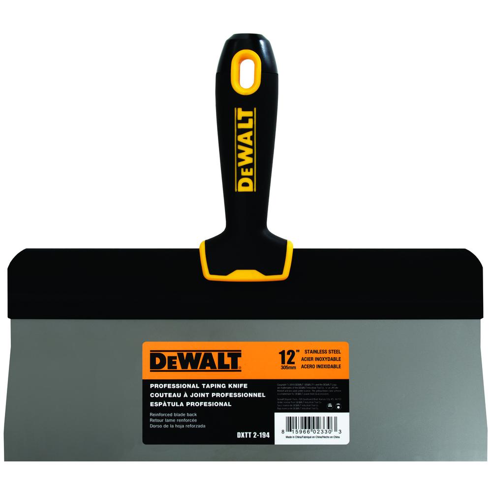 DEWALT 12 in. Stainless Steel Big Back Taping Knife with Soft Grip