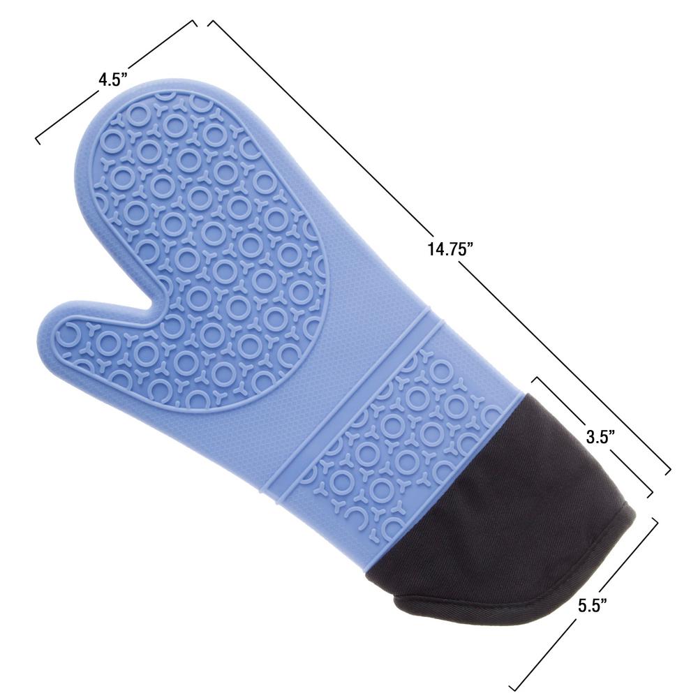 Lavish Home Silicone Blue Oven Mitts with Quilted Lining (2-Pack ...