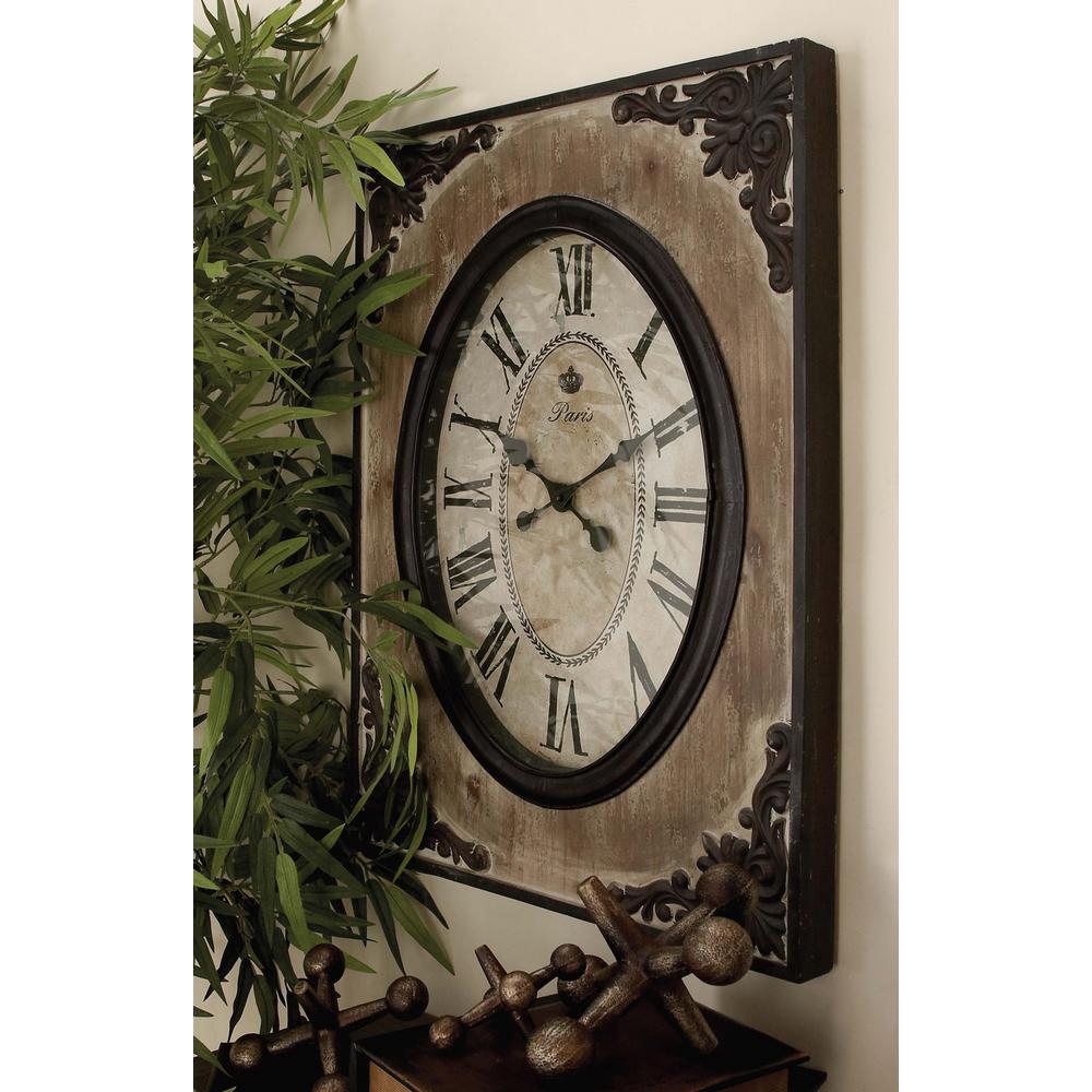 30 in. x 22 in. Traditional Rustic Wood and Iron Wall Clock18102 The