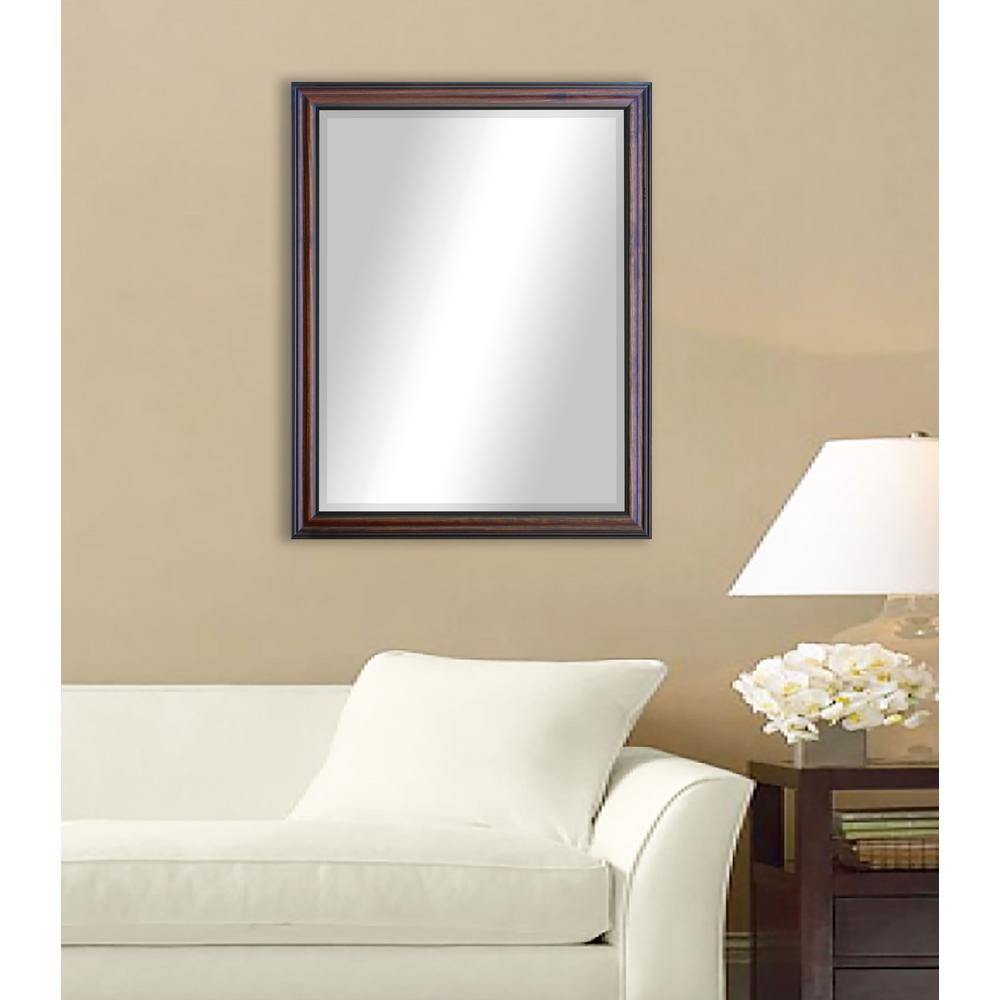32.5 in. x 36.5 in. American Walnut Rounded Beveled Floor Wall Mirror
