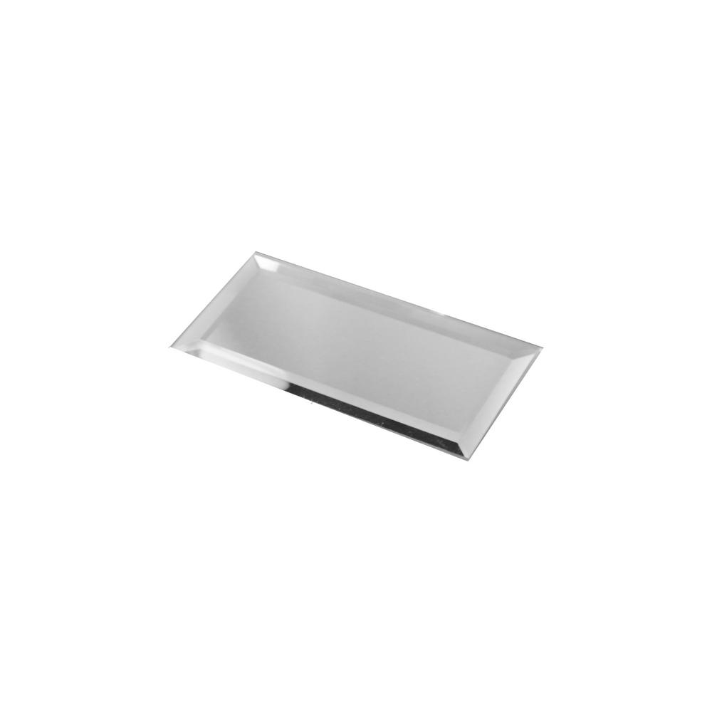 Abolos Reflections Silver Beveled 3 In X 6 Glass Mirror Subway Wall Tile 14 Sq Ft Case