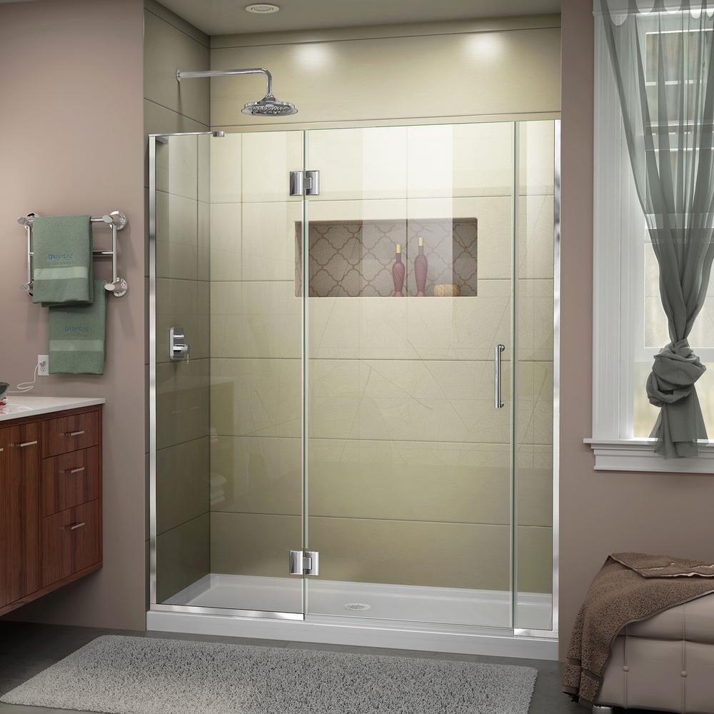 Dreamline Unidoor X 58 To 58 5 In X 72 In Frameless Hinged Shower Door In Chrome