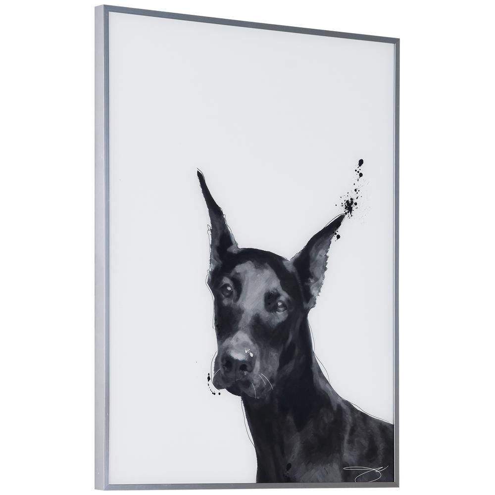 Empire Art Direct Doberman Black And White Dog Paintings On Reverse Printed Glass Framed Wall Art Aags Jp1044 2418 The Home Depot