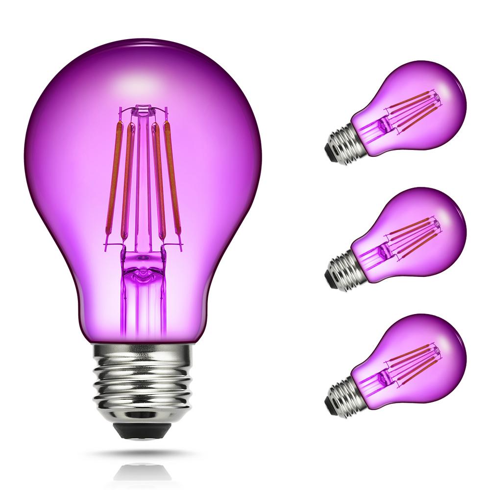 YANSUN 40-Watt Equivalent A19 Edison Purple LED Filament Light Bulb (4 ...
