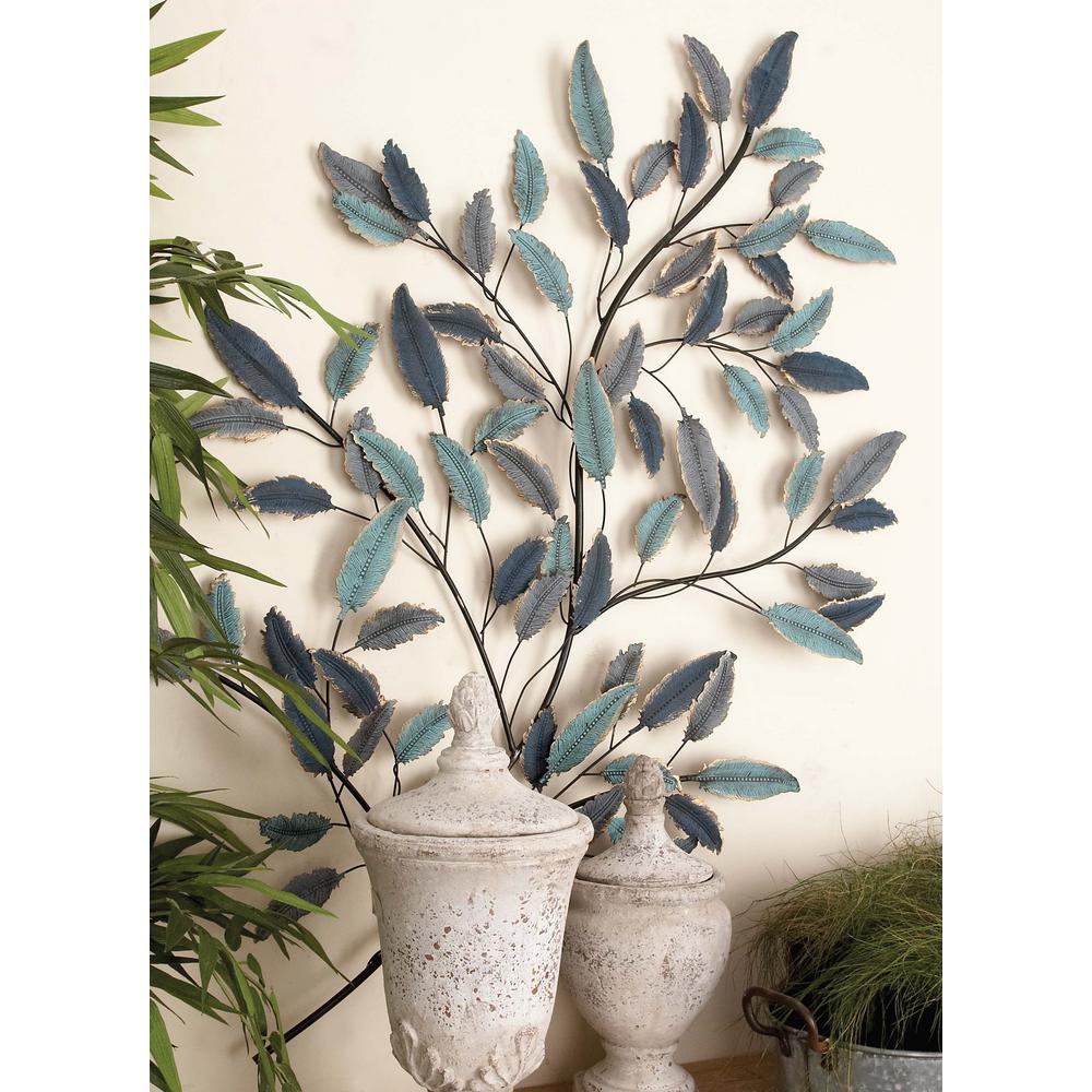 31 In X 45 Natural Rustic Turquoise And Blue Branch Leaves Wall Decor