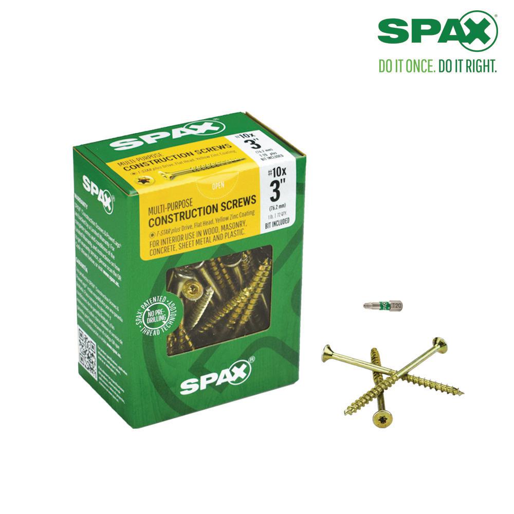 SPAX 10 x 3 in. TStar Drive FlatHead Partial Thread Yellow Zinc Coated MultiMaterial Screw