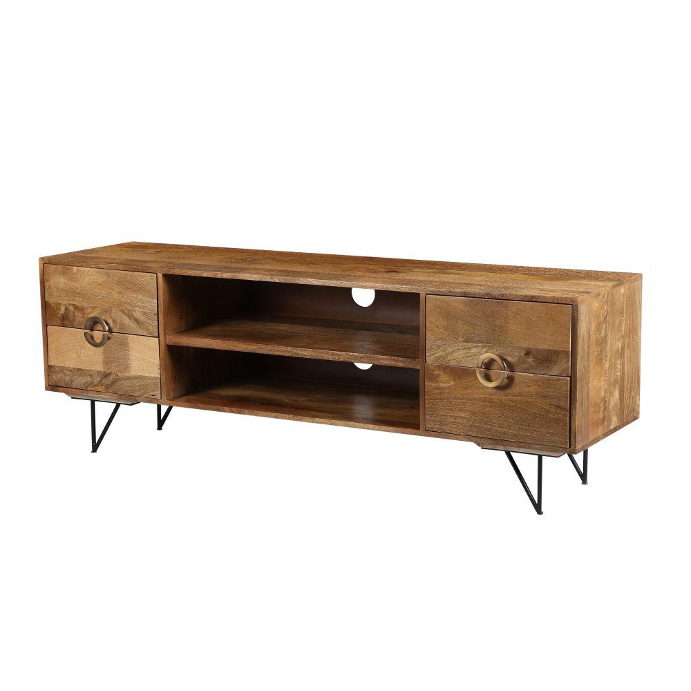 The Urban Port Industrial Style Mango Wood And Metal Tv Stand With