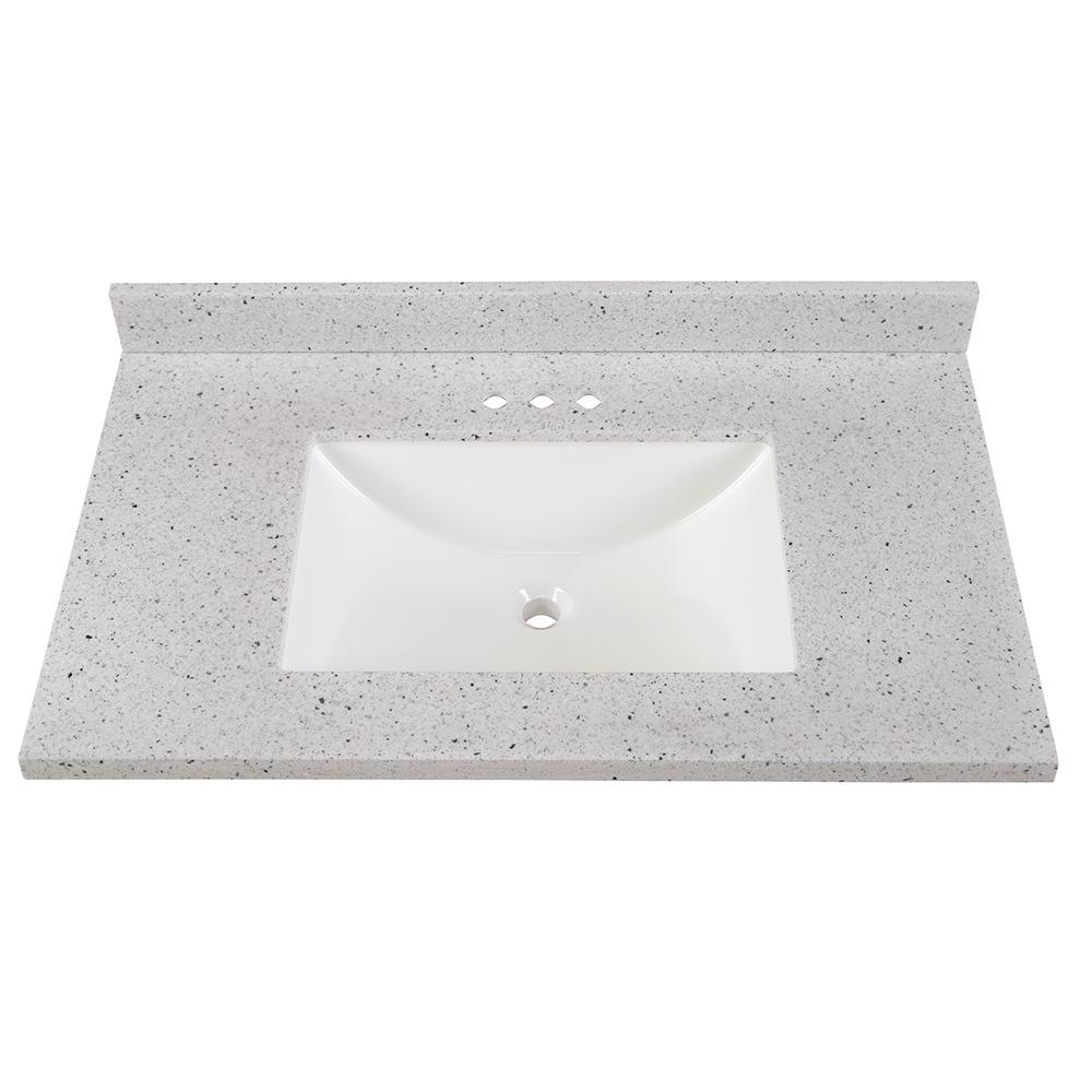 Solid Surface Vanity Top In Silver Ash, Vanity Top With Sink