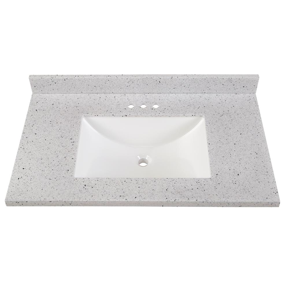 Home Decorators Collection 37 In Solid Surface Vanity Top Silver Solid Surface Vanity Top In Silver Ash With White Sink