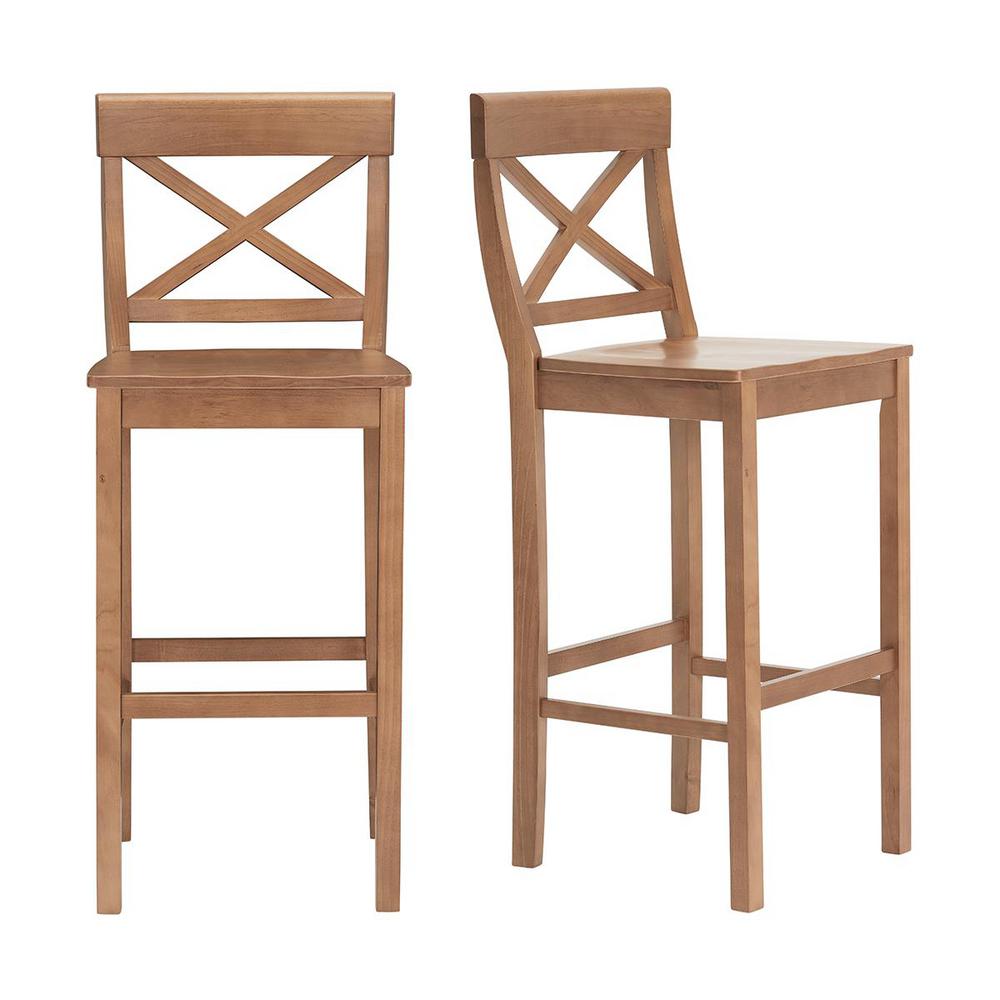 Stylewell Cedarville Patina Oak Finish Bar Stool With Cross Back Stylewell Cedarville Patina Oak Finish
