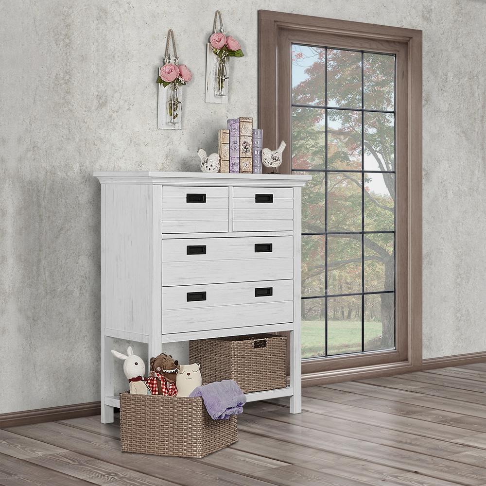 Evolur Waverly 4 Drawer Weathered White Chest With Baskets 893 Ww