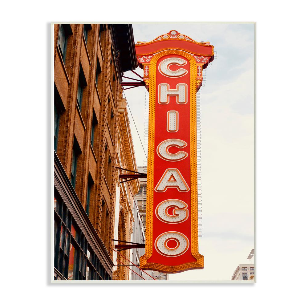 12 5 In X 18 Bright Red Vertical Light Up Chicago Sign On The Street By Ashley Singleton Wood Wall Art