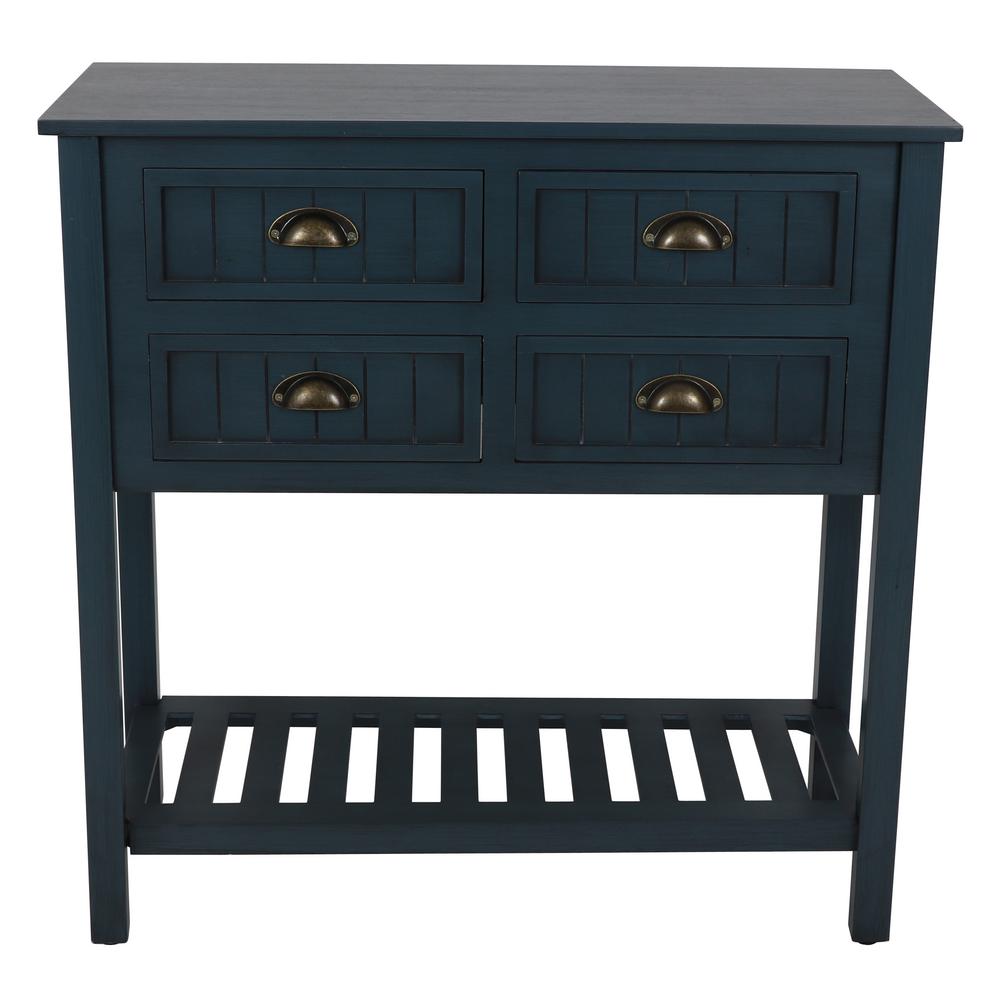 Decor Therapy Bailey Bead Antique Navy Console Table Fr8683 The