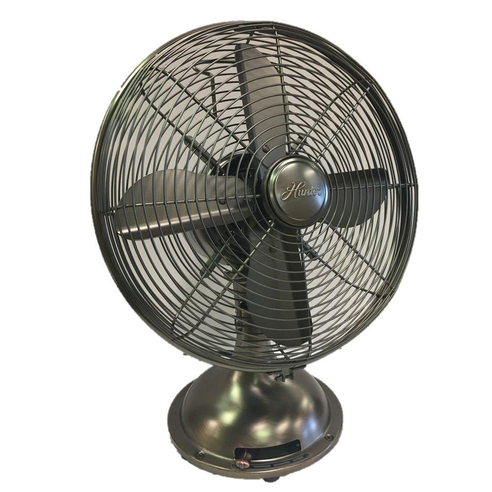 Hunter Retro 12 in. 3 Speed Oscillating Onyx Copper Personal Table Fan