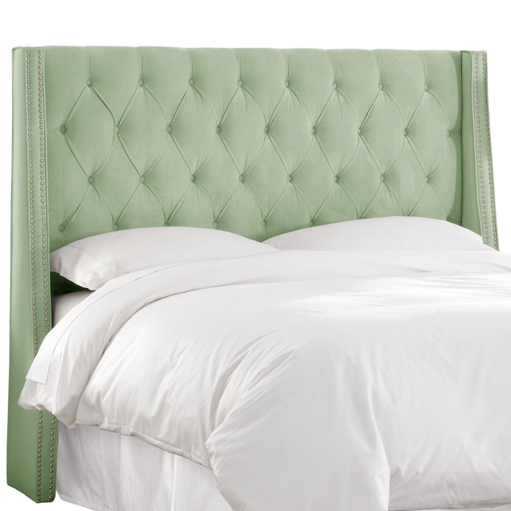 Skyline Furniture Lulu Sage California King Nail On Tufted Skyline Furniture Lulu Sage California King Nail On Tufted Wingback Headboard
