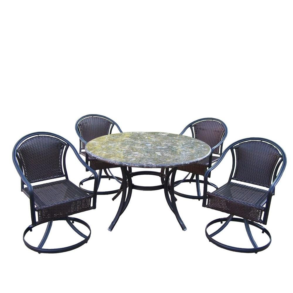 Oakland Living Stone Art 48 in. 5Piece Tuscany Swivel Patio Dining Set