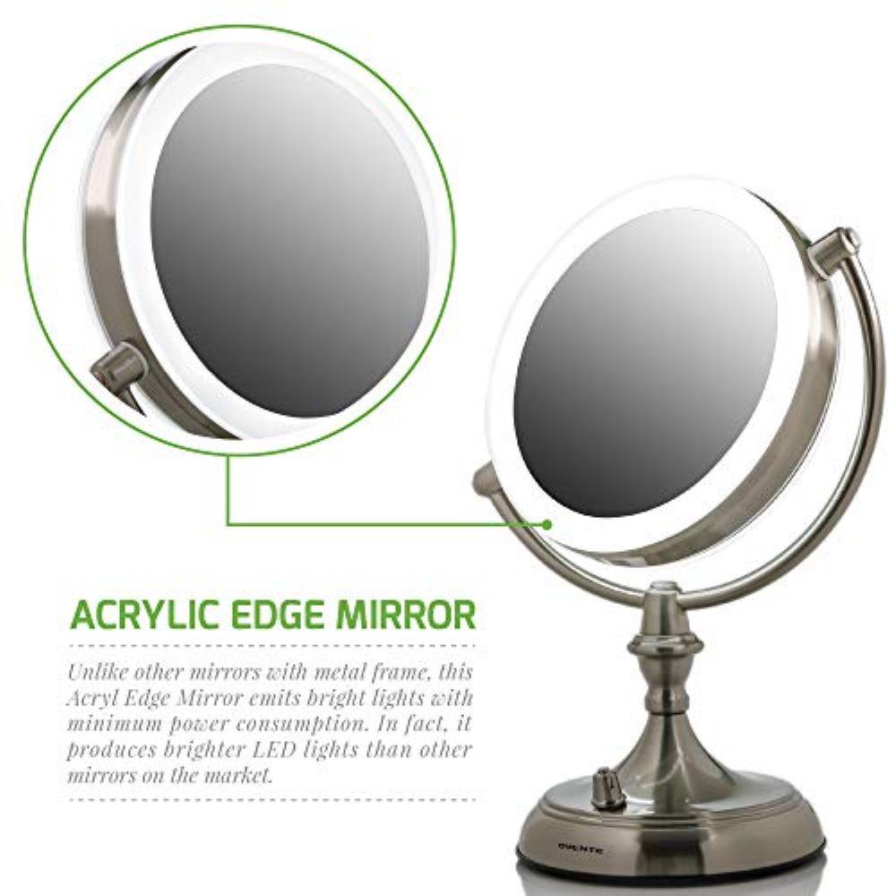 Ovente 7 5 In Nickel Brushed Led Lighted Tabletop Makeup Mirror Led Lighted Tabletop Makeup Mirror