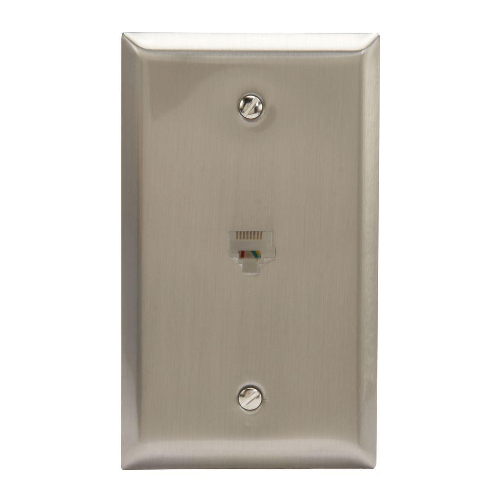 Amerelle Steel 1 Phone Wall Plate Nickel163RJ45N The Home Depot