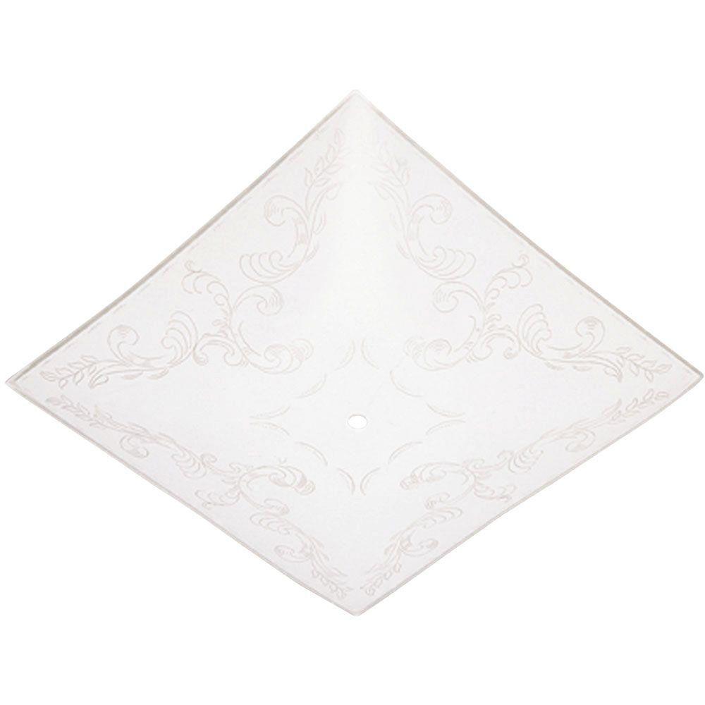 Details About Ceiling Light Cover 11 3 4 In White Square Glass Diffuser Clear Floral Design