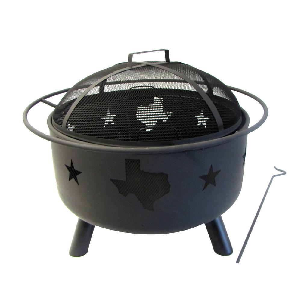 Leigh Country 22 In Round Steel Wood Coal Fire Pit With Texas And