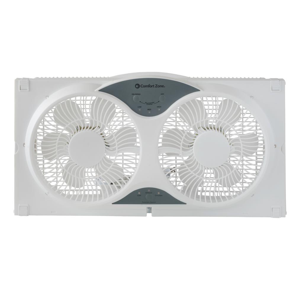 Comfort Zone 9 in. 3Speed Expandable Reversible Twin Window Fan with