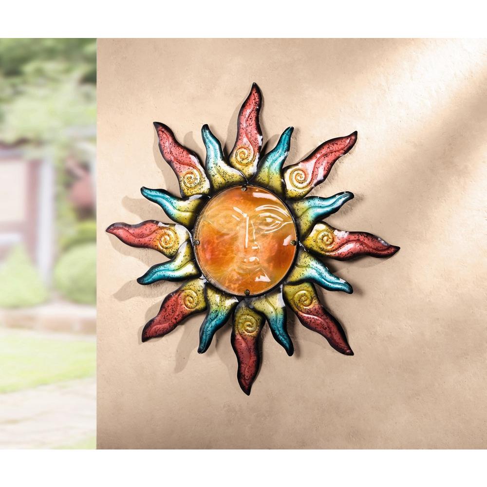 Colorful 23 6 In Round Swirling Sun Metal Wall Art