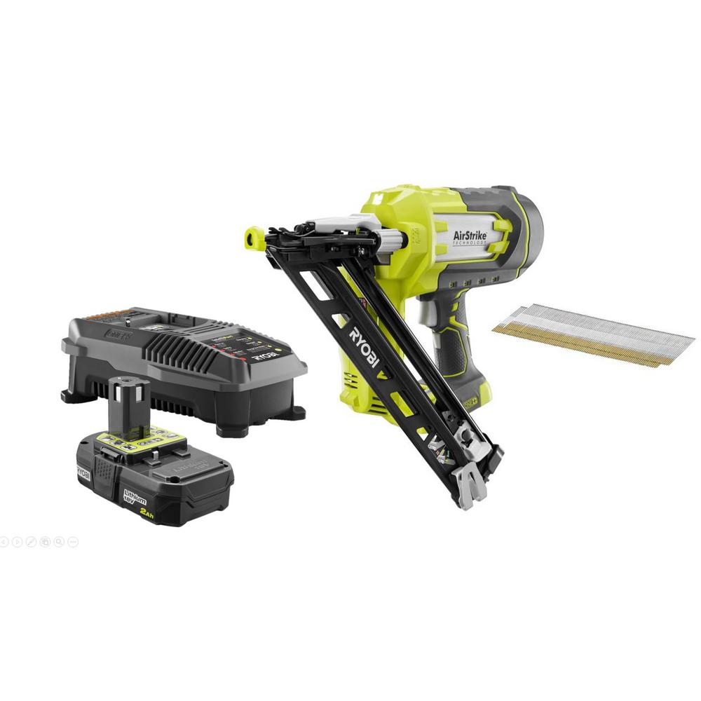 RYOBI 18Volt ONE+ LithiumIon Cordless AirStrike 15Gauge Angled
