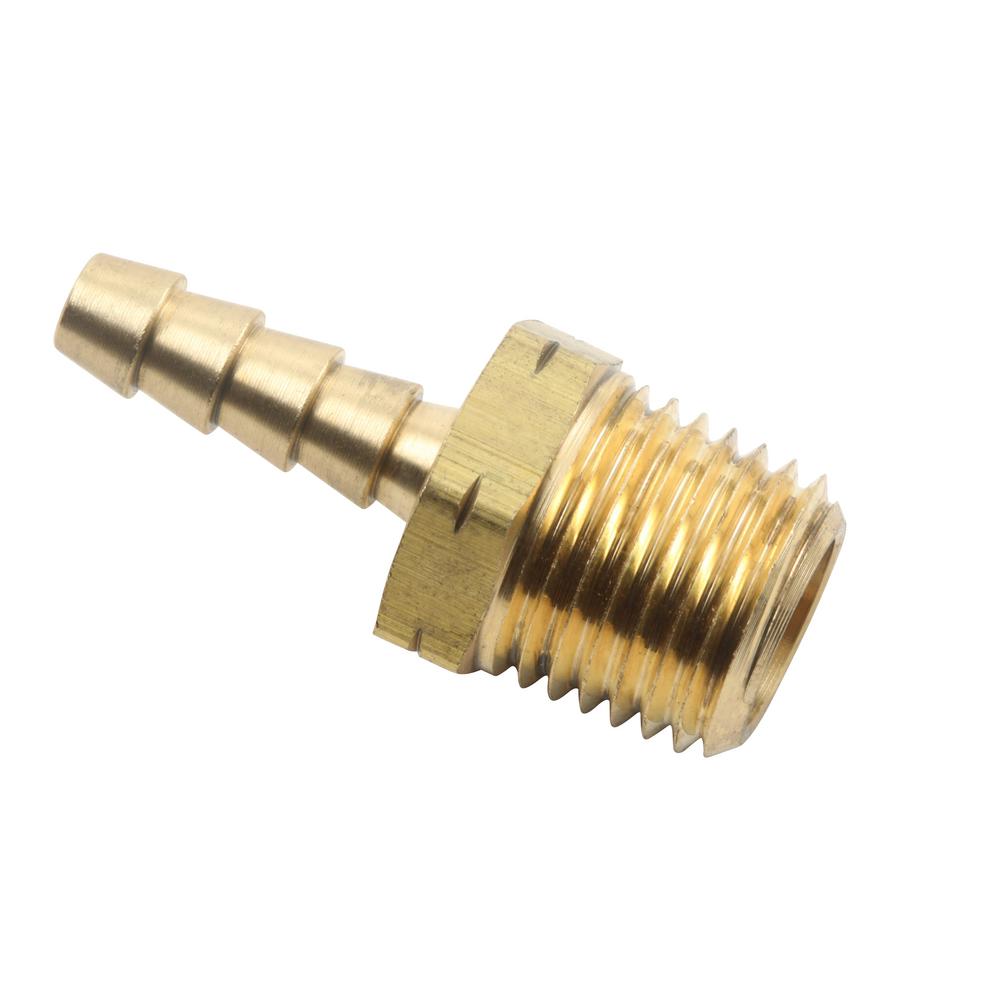 1//4 Barb x 1//4 NPT Male Pipe-Brass 4 Pack Hose Barb Fitting