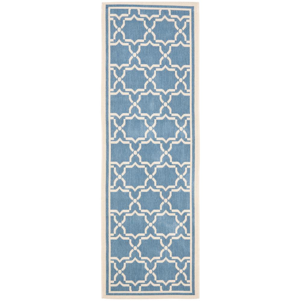 Safavieh Courtyard Blue/Beige 2 ft. x 14 ft. Indoor/Outdoor Runner Rug