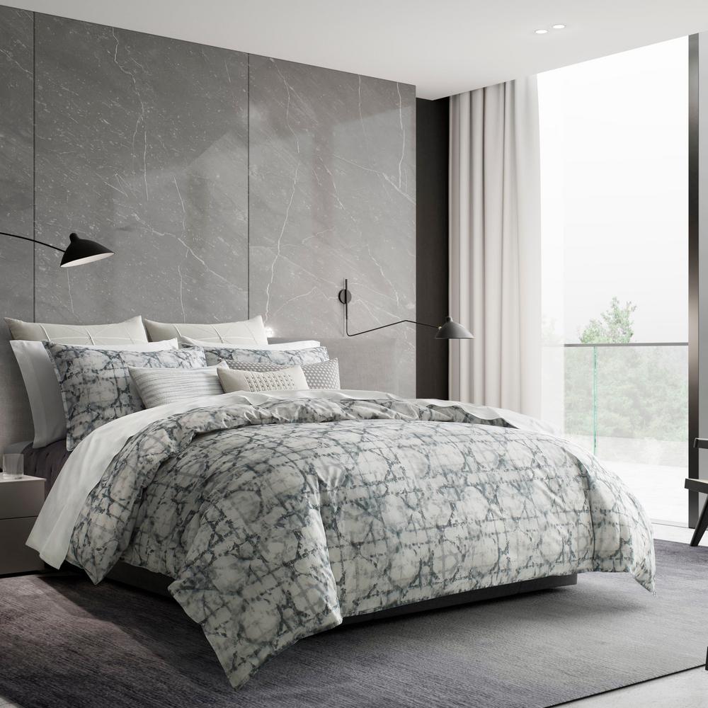 VERA WANG Layered Geometric Grey 1Piece Cotton Duvet Cover, KingUSHSFM1123188 The Home Depot