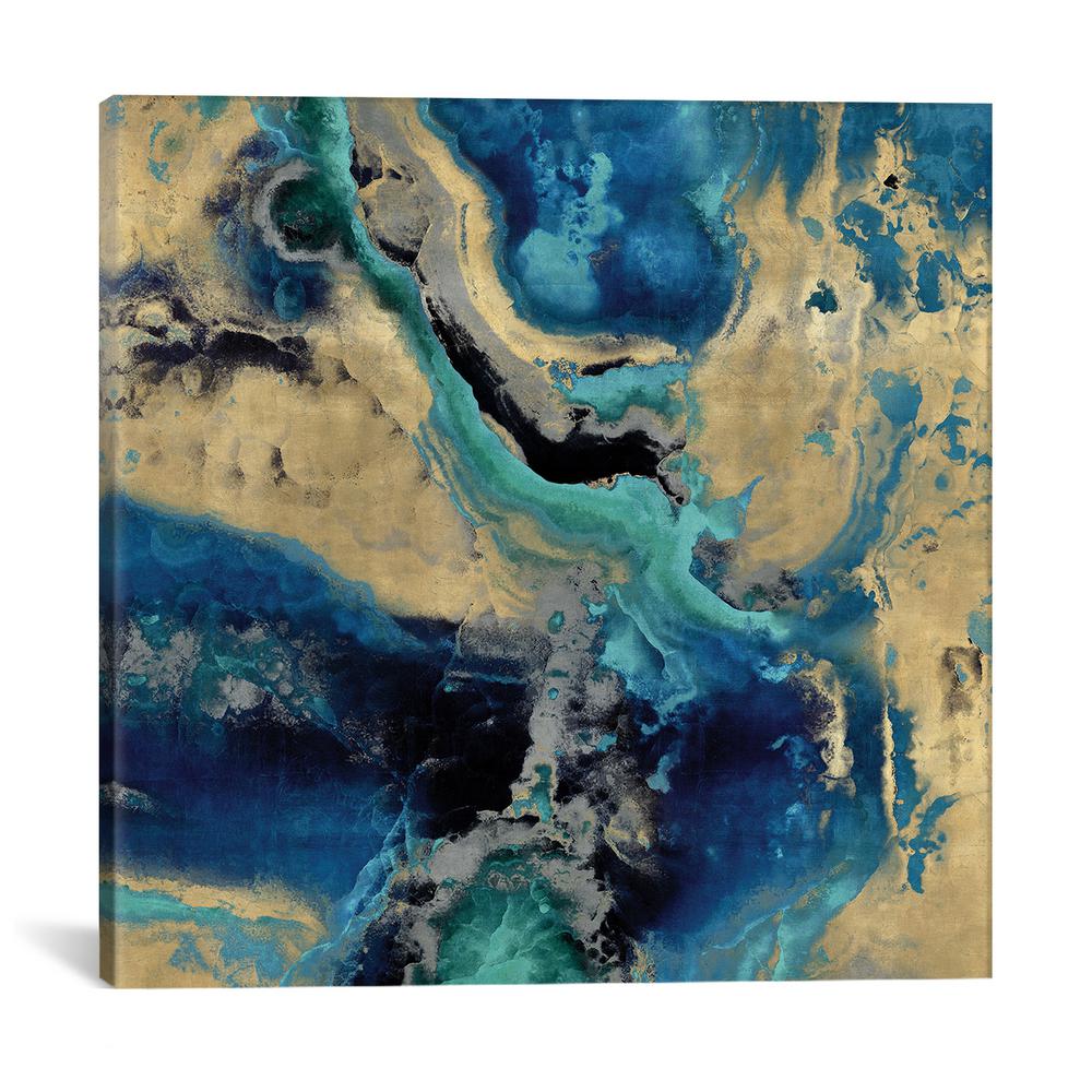 Icanvas Stone With Blue And Gold By Danielle Carson Canvas Wall Art Dac96 1pc3 37x37 The Home Depot