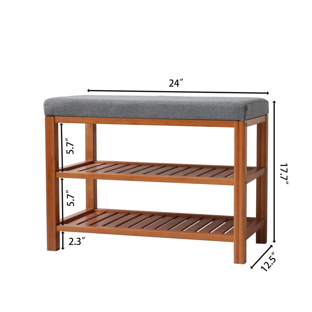 Veikous 17 7 In H X 24 In W 6 Pair 3 Shelves Wood And Metal Shoe Rack With 2 Organizer In Vintage Industrial Design Hxd 02 The Home Depot