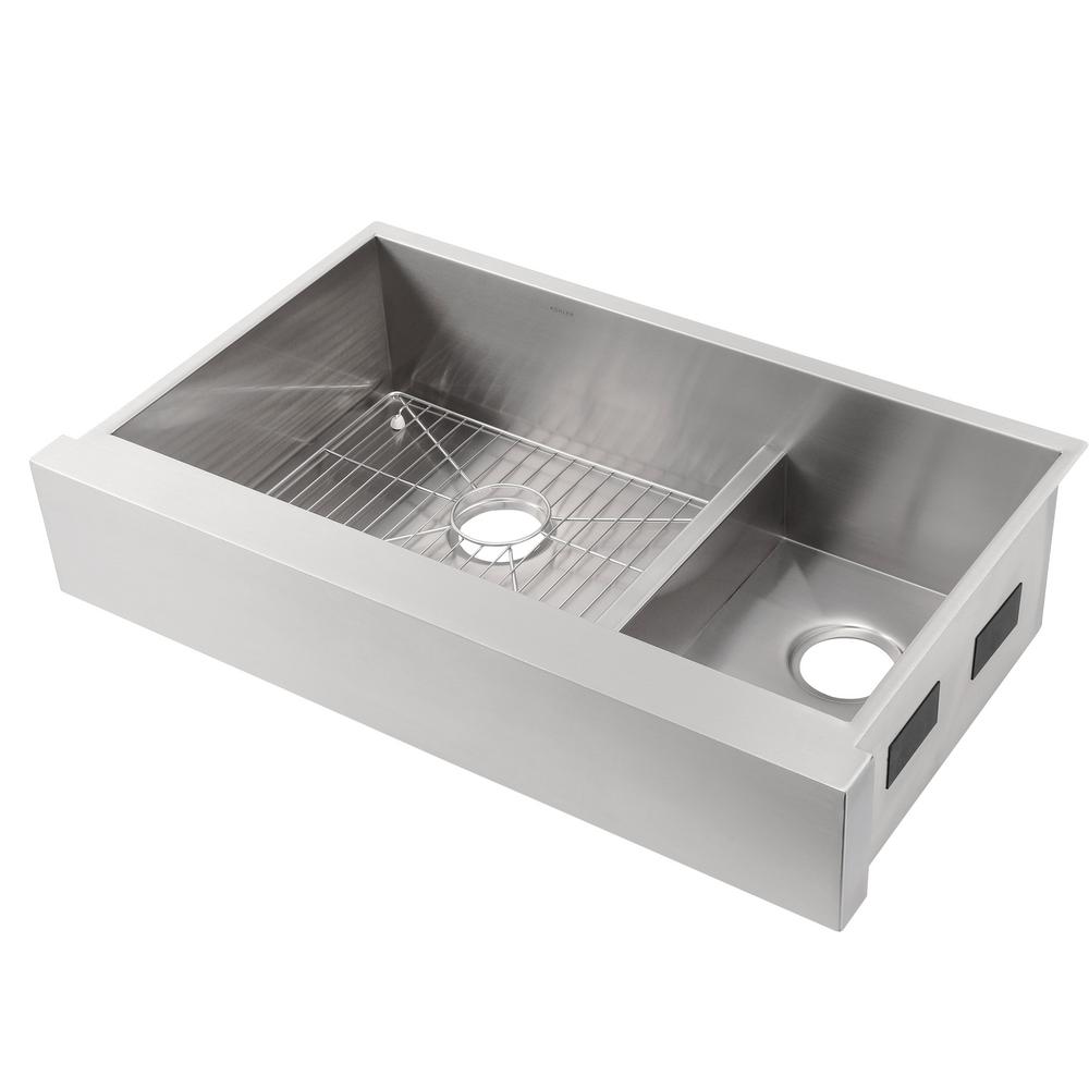 Kohler Vault Smart Divide Undermount Stainless Steel 36 In Double Basin Kitchen Sink Kit