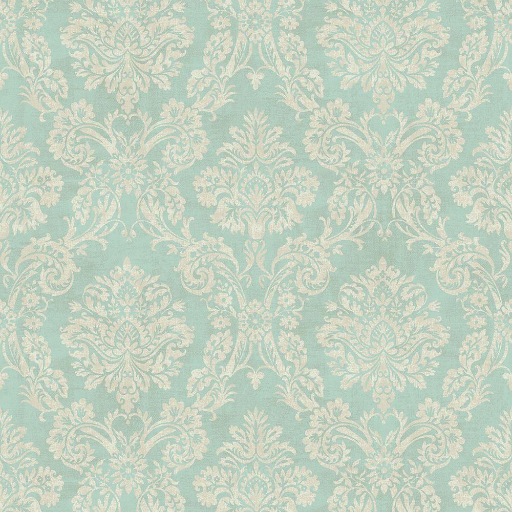 Chesapeake Kent Aqua Garden Damask WallpaperMEA79154 The Home Depot