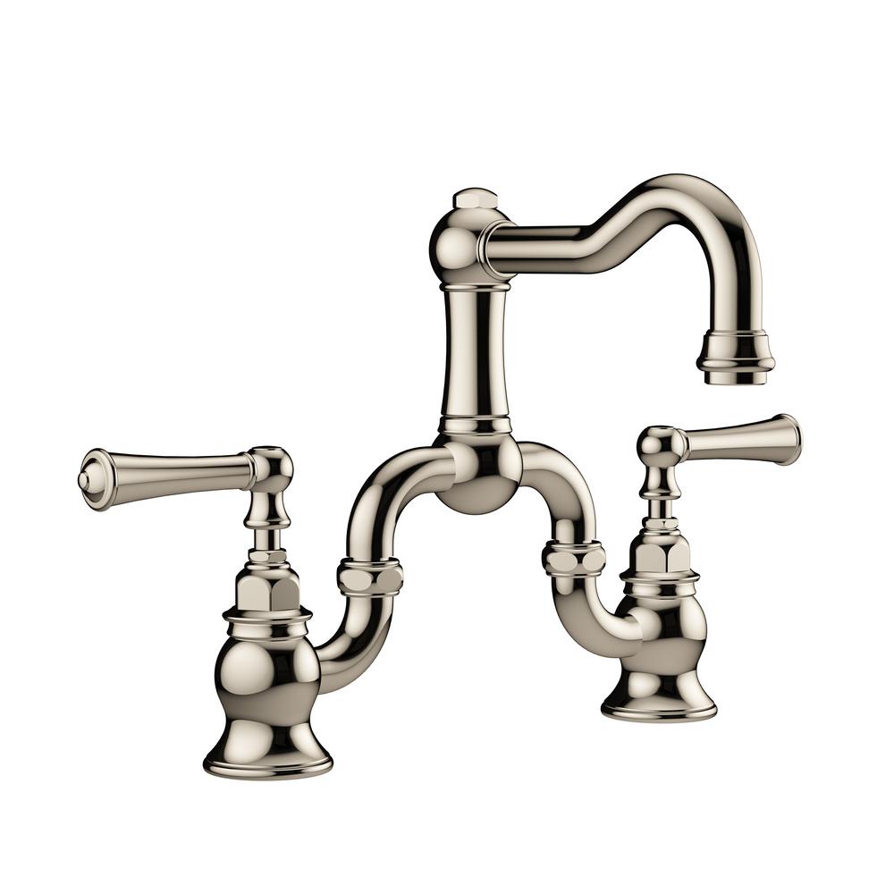 JACUZZI BARREA 8 In Widespread 2 Handle Bridge Bathroom Faucet In   Polished Nickel Jacuzzi Widespread Bathroom Faucets Mx80824 64 1000 