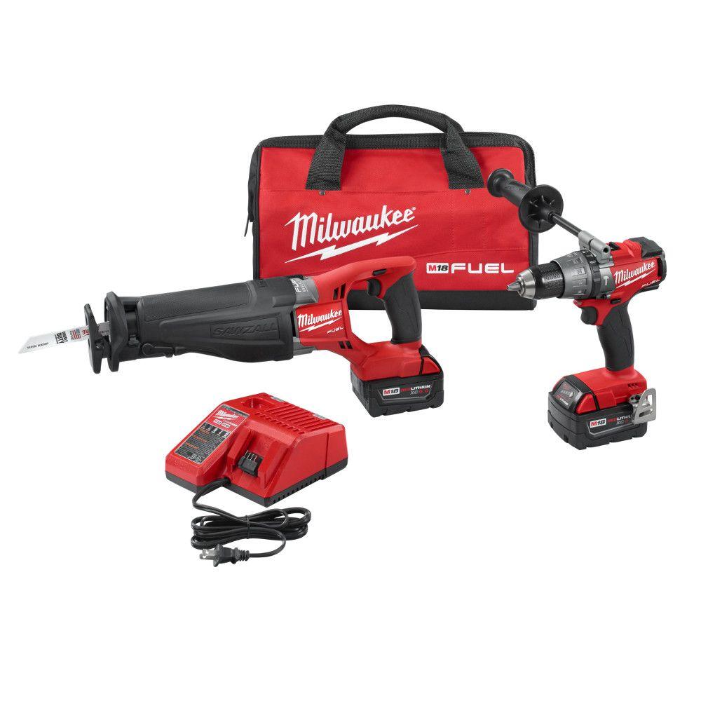 Milwaukee M18 FUEL 18Volt LithiumIon Brushless Cordless Hammer Drill and Reciprocating Saw