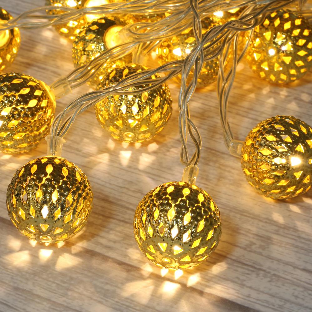 Betus 10 Ft 20 Light Led Moroccan Globe Led Fairy String Lights Battery Powered Party Hanging Lights Decor Warm White B String Moroccan 20led 10ft The Home Depot