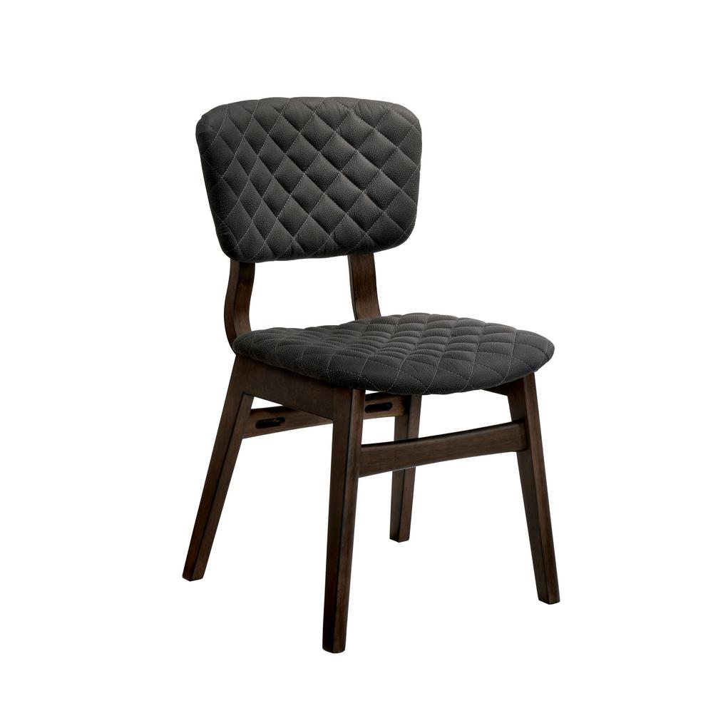 Furniture Of America Cirez Walnut Fabric Grid Tufted Side Chair Set Furniture Of America Cirez Walnut Fabric Grid Tufted Side Chair Set 2