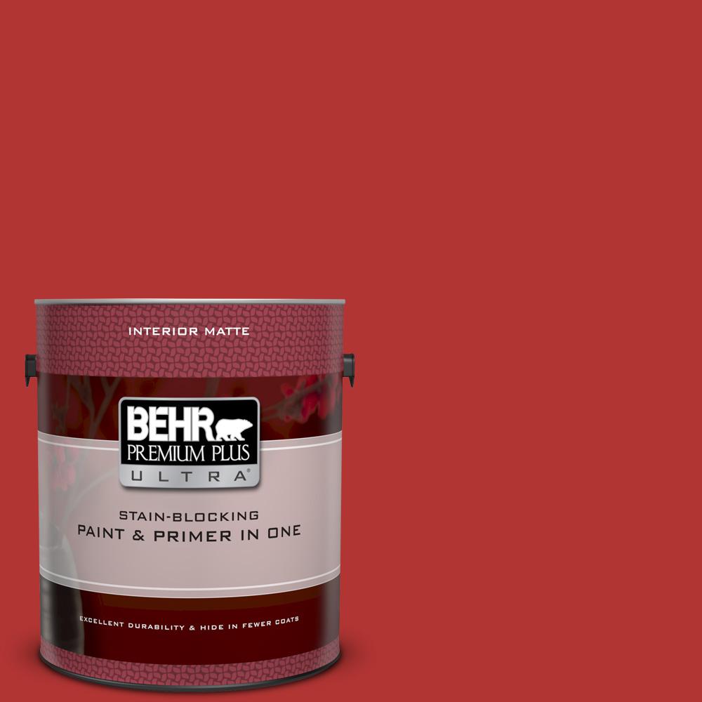 Behr Premium Plus Ultra 1 Gal 170b 7 Red Tomato Matte Interior 170b 7 Red Tomato Matte Interior Paint And Primer In One