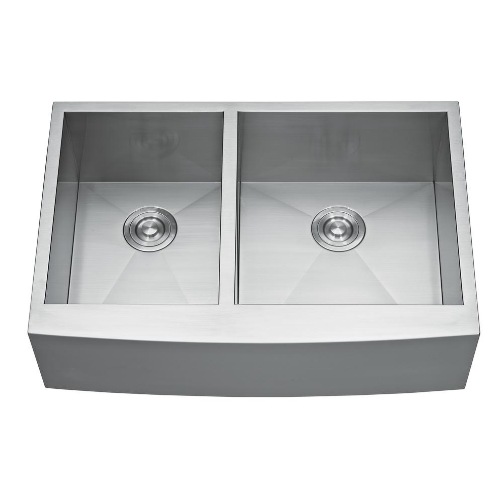 Farmhouse Stainless Steel 30 in. D Double Bowl Drop-In Kitchen Sink 2 Stainless Steel Farmhouse Sink Drop In