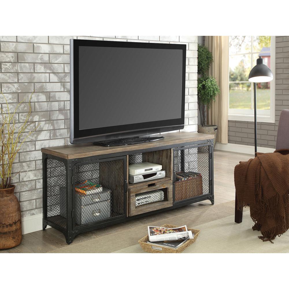 Culbertson Style Tv Stand In Rustic Oak And White Finish
