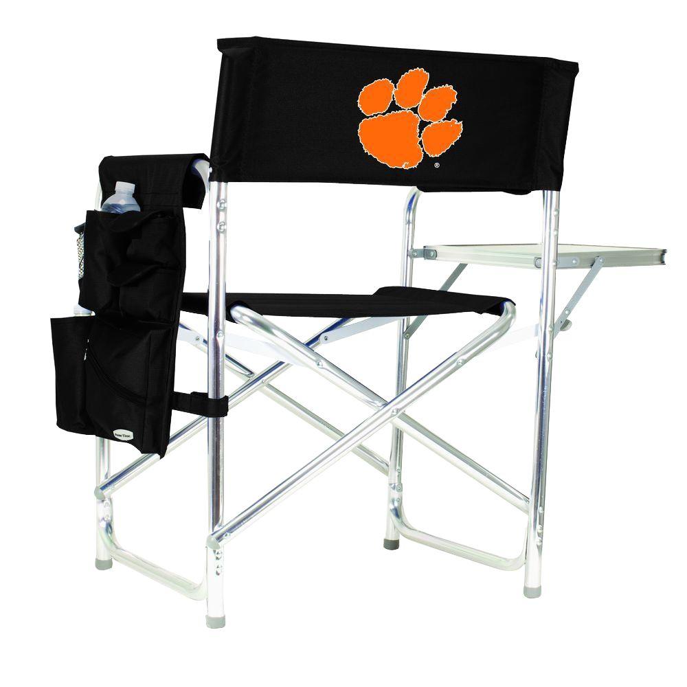 Picnic Time Clemson University Black Sports Chair With Digital Logo