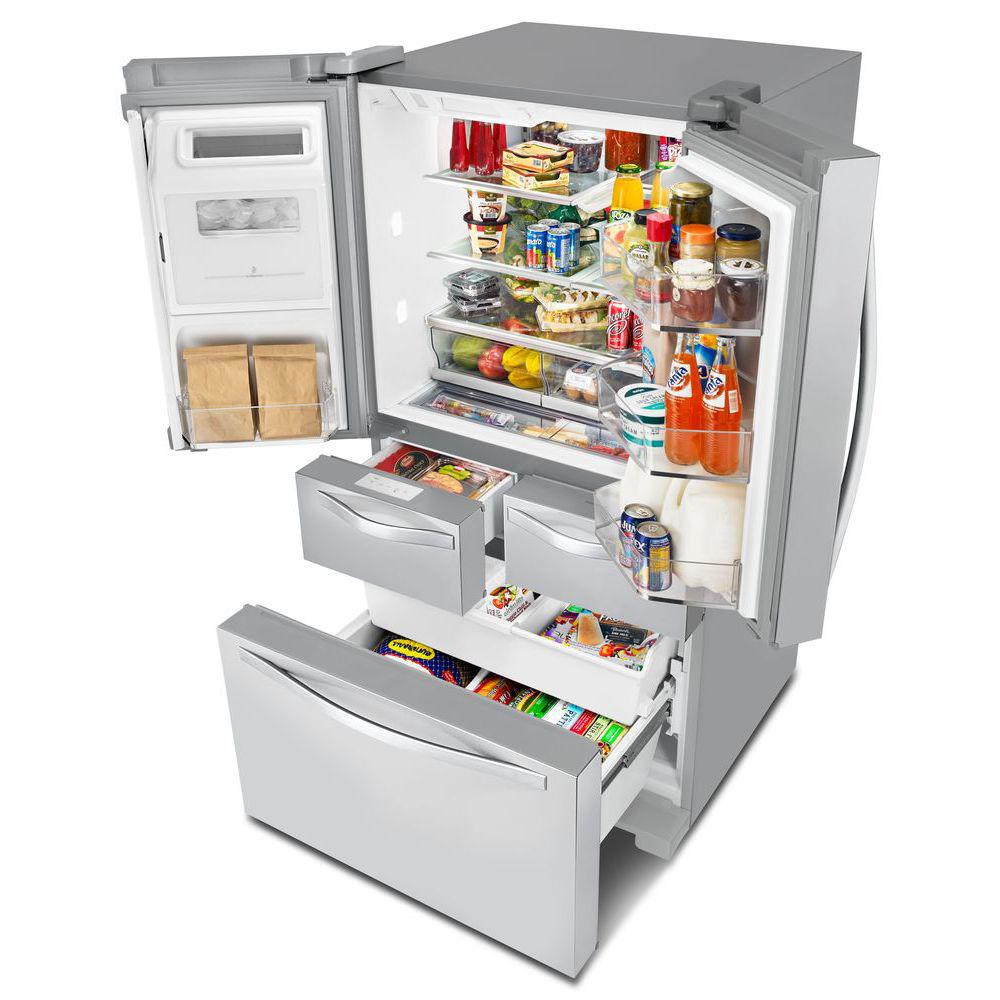 Whirlpool 25 8 Cu Ft Double Drawer French Door Refrigerator In