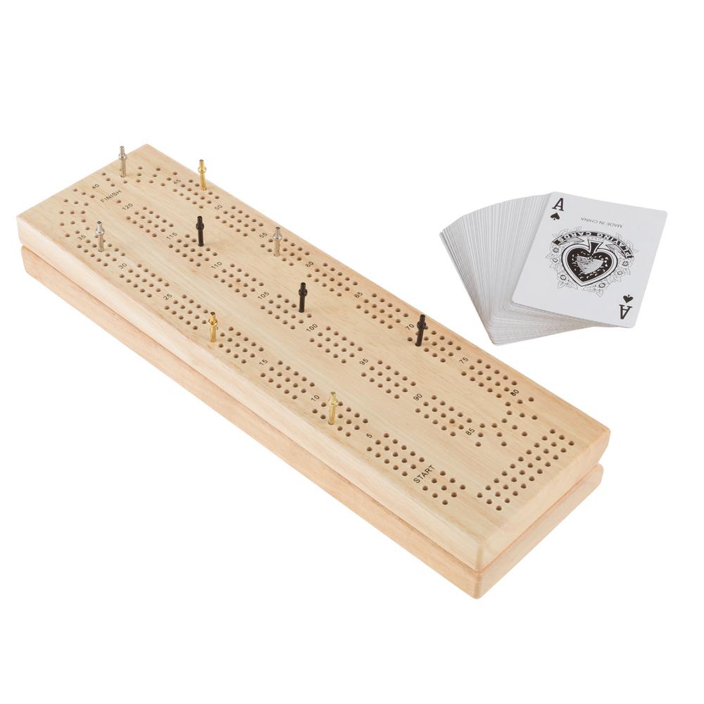 Hey Play Wooden Cribbage Board Game Set Hw3500014 The Home Depot