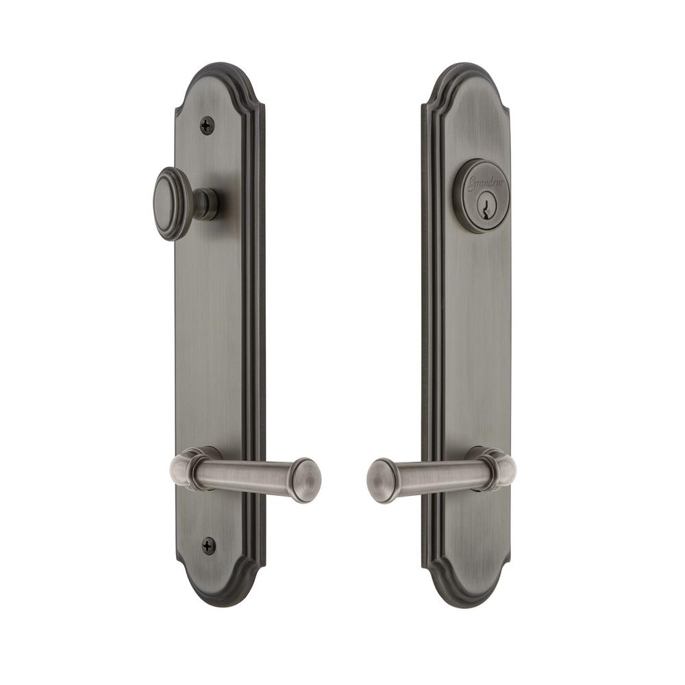 Grandeur Arc Tall Plate 2 3 4 In Backset Antique Pewter Door Backset Antique Pewter Door