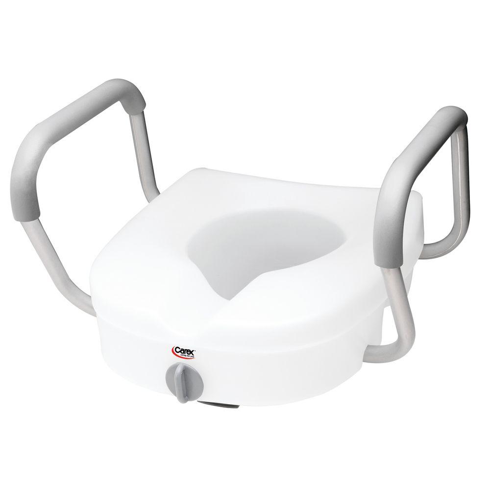 Carex Health Brands E Z Lock Raised Toilet Seat with Armrests 