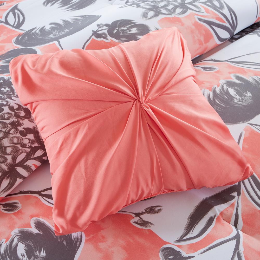 Intelligent Design Lily 5 Piece Coral Full Queen Comforter Set
