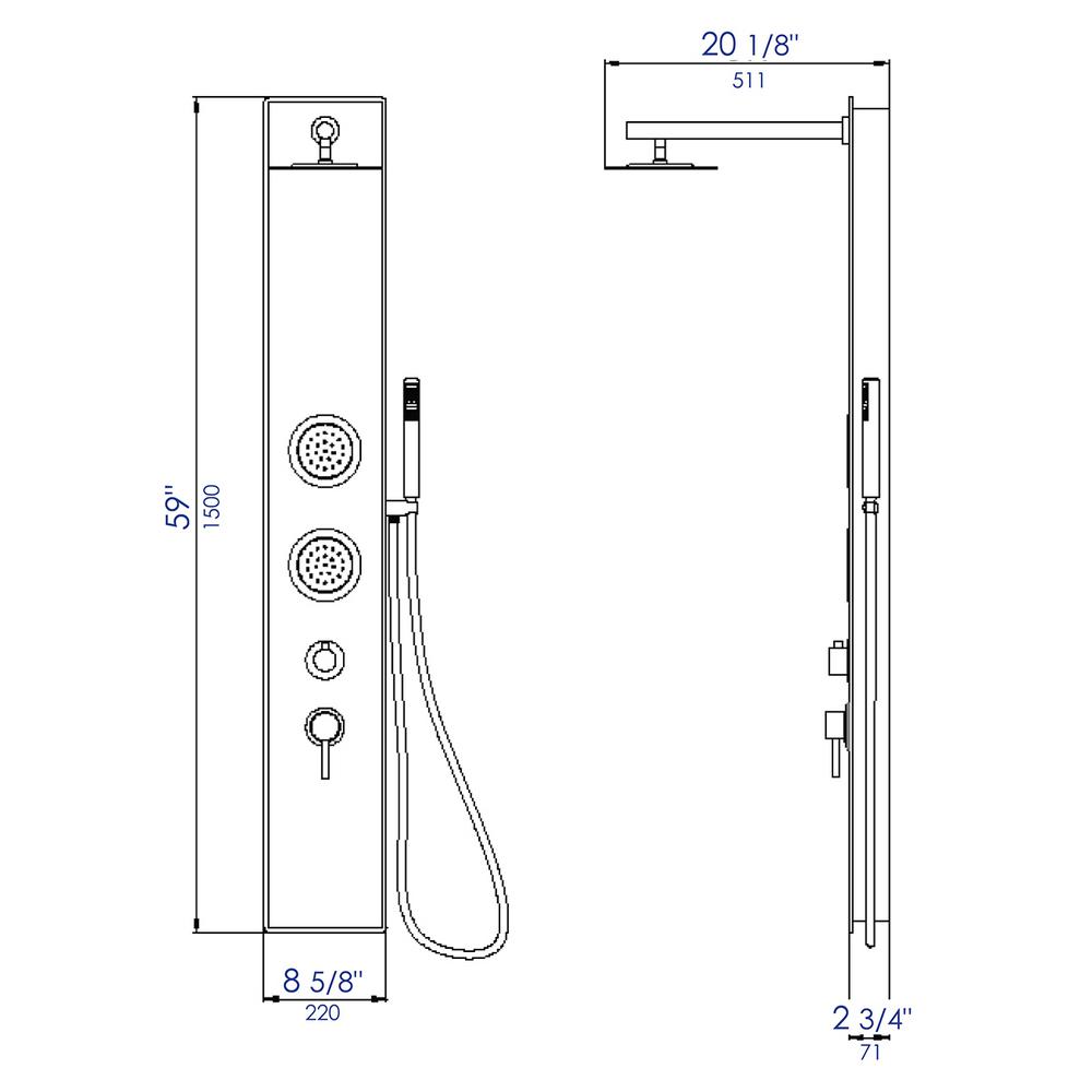 5 in1 Shower Panel Tower System Stainless Steel Home Reinforced Elegant HOT