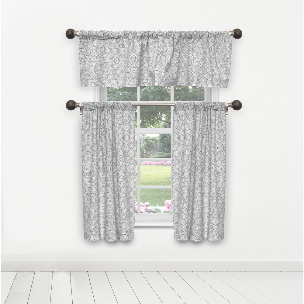 Duck River Liliana Kitchen Valance In Tiers Grey 15 In W X 58 In L 3 Piece Lili 15097d12 The Home Depot